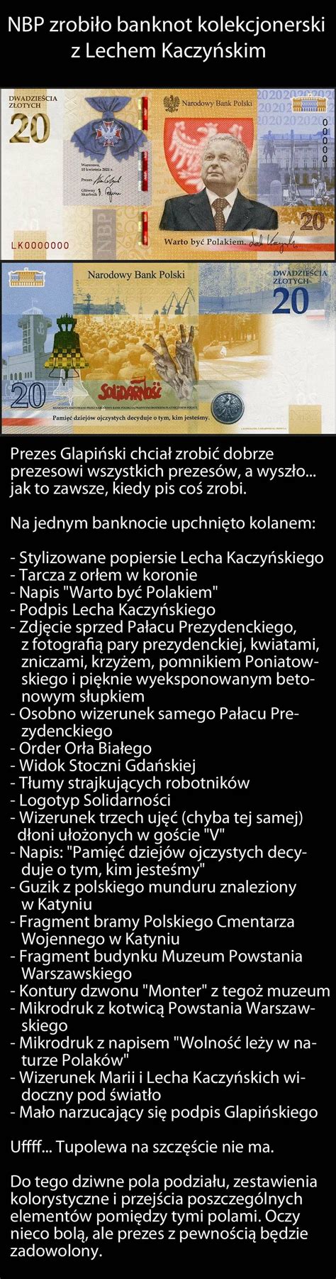 NBP zrobiło banknot kolekcjonerski z Lechem Kaczyńskim Demotywatory pl