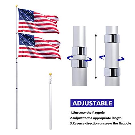 Klvied 30FT Telescopic Flag Pole Heavy Duty Aluminum Flagpole Kit Fly