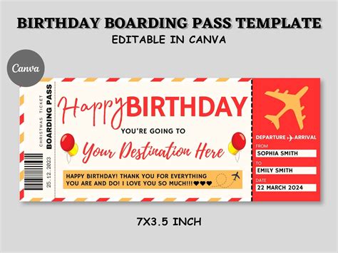 Boarding Pass Template Editable Plane Ticket Printable Birthday T Ideas Birthday Airline