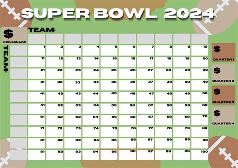 Super Bowl Football Squares Template Etsy