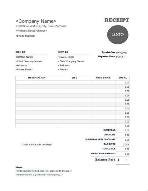 Free Receipt Sample Template Template Samples