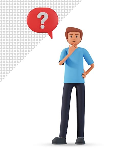 Premium PSD Man Character And Question Mark In Speech Bubble Appear