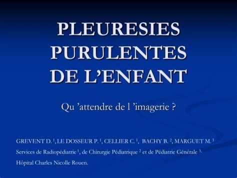 Pleuresies Purulentes De L Enfant