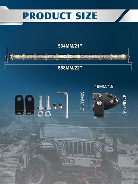 Barra De Luz Led De Pulgadas Haz Combinado De Inundaci N Delgada