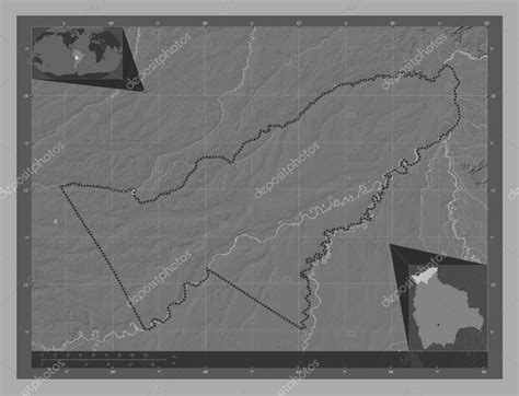 Pando departamento de Bolivia Mapa de elevación de Bilevel con lagos