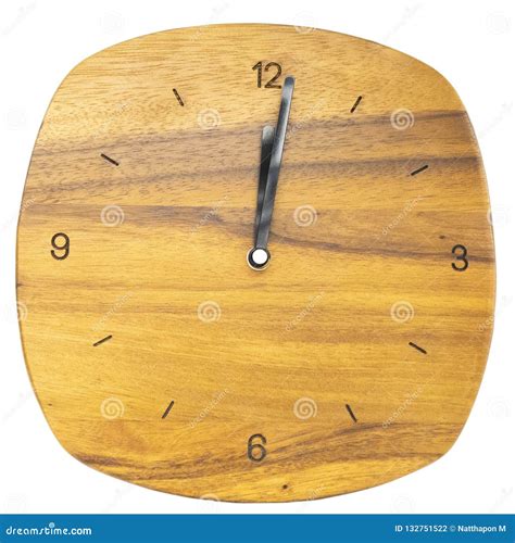 Wooden Clock Isolated On White Background With Clipping Path Stock