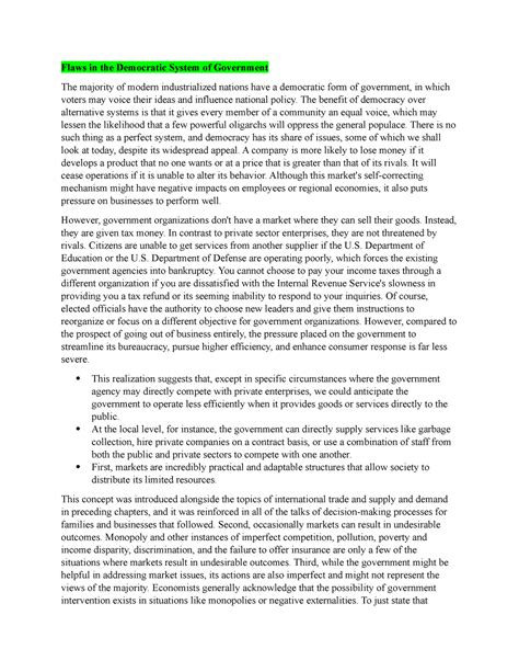 Flaws in the Democratic System of Government - The benefit of democracy