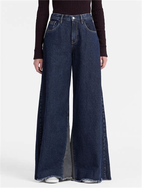 Calvin Klein Extreme Wide Leg High Rise Jeans In Blue Lyst