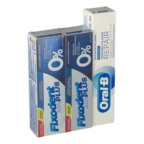 Fixodent Pro Plus 0 Crème Adhésive Duo GRATUIT Oral B Dentifrice 1