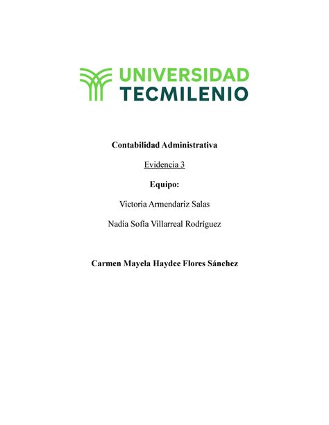 Evidencia Contabilidad Administrativa Evidencia