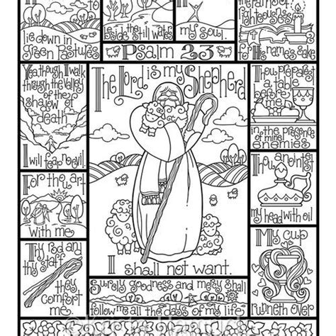 Psalm 23 Coloring Page In Three Sizes 85x11 8x10 Suitable For