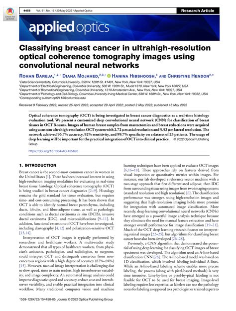 Classifying Breast Cancer In Ultrahigh Resolution Optical Coherence