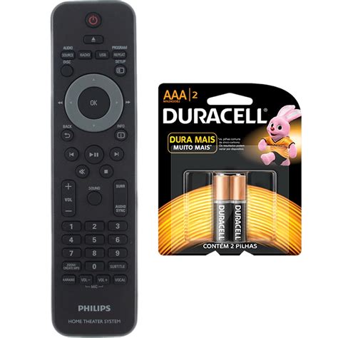 Controle Remoto Home Theater Philips Original Pilhas Duracell Aaa Em