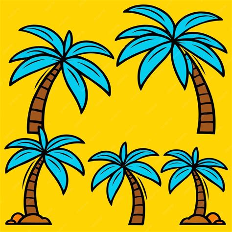 Premium Vector Set Of Palm Tree Vector Illustration