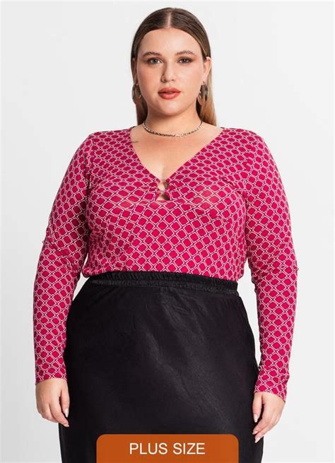 Blusa Feminina Manga Longa Plus Size Vermelho Secret Glam