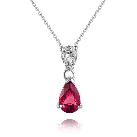 Pear Shape Ruby And Diamond Drop Pendant Pravins