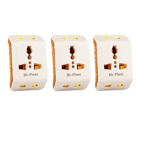 HI PLASST (3PCS) 3-Pin Angular Travel Plug Universal Socket Indian Plug ...