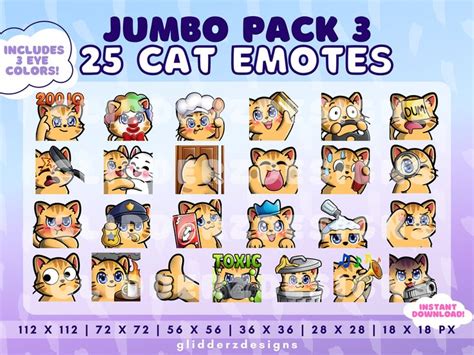 Orange Cat Twitch Emote Jumbo Pack Orange Cat Emotes Tabby Cat