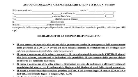 Nuovo Dpcm Torna L Autocertificazione Quando Va Usata Ecco Il Modulo