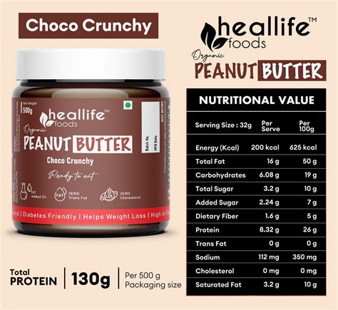 Heallife Foods Chocolate Crunchy Peanut Butter Packaging Size Gm