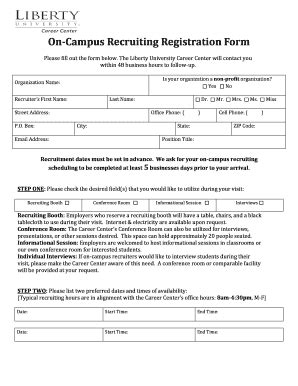 Fillable Online Liberty On Campus Recruiting Registration Form