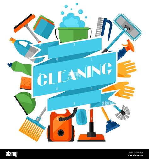 Housekeeping Background With Cleaning Icons Image Can Be Used On