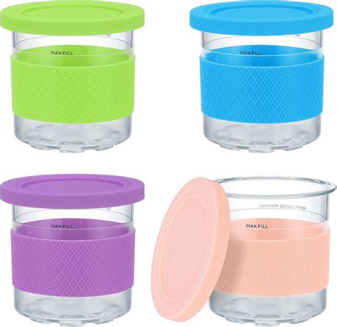 Cinpiuk Ice Cream Pints 4 Pack Containers With Silicone