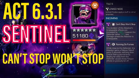 Act 631 Cant Stop Wont Stop Sentinel Marvel Contest Of Champions Youtube