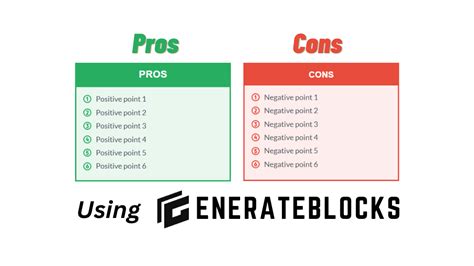 Create Pros And Cons Table Using GenerateBlocks