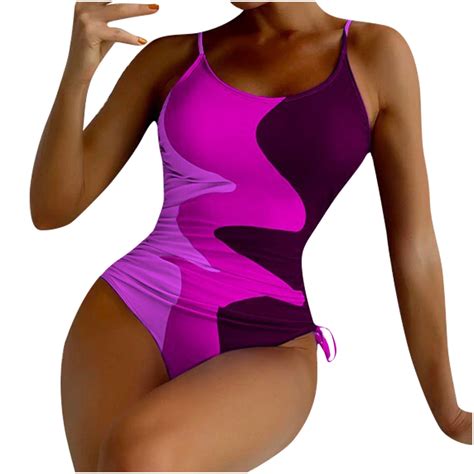 VSSSJ One Piece Bikini Set For Women Triple Color Block Ruched Sling