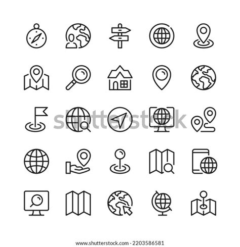 Navigation Line Icons Outline Symbols Vector Stock Vector (Royalty Free ...