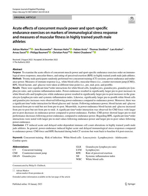 Pdf Acute Effects Of Concurrent Muscle Power And Sport Specific