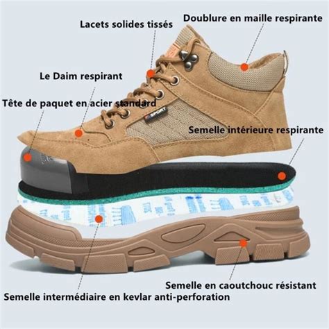 Chaussure de Securité Homme Femme Legere Embout En Acier Chaussure