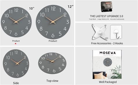 Wall Clock Mosewa Silent Non Ticking Wall Clocks Battery