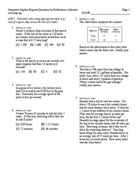 Calculating Rates Worksheet For 9th 11th Grade Lesson Planet