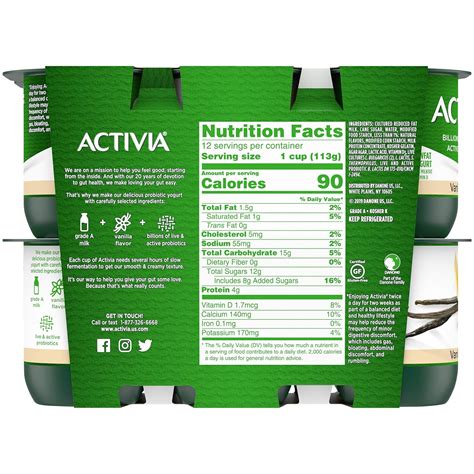 Buy Activia Probiotic Low Fat Yogurt Vanilla Non GMO Project Verified