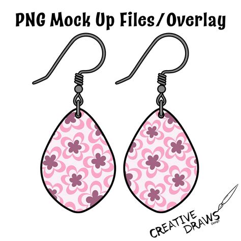 Teardrop Earring Mock Up Digital Mockup Overlay Png Files For Personal