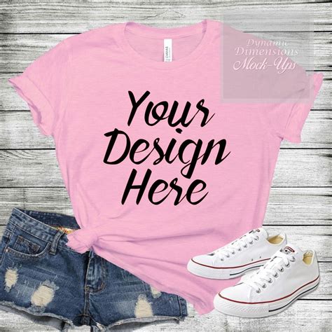 Bella Canvas 3001 Pink Unisex T Shirt Mock Up Shirt Template By Dynamic