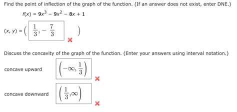 Solved F X 9x3−9x2−8x 1 X Y 31 −37 Discuss The Concavity