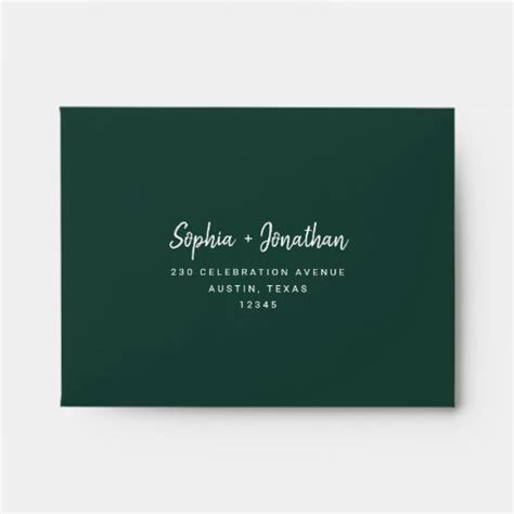 Modern Script Emerald Green Self Addressed RSVP Envelope Zazzle