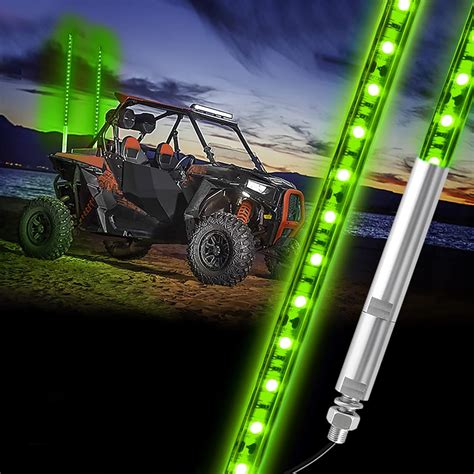 Bestzheyu 2pcs 09m Green Led Whip Light For Atv Utv 3ft