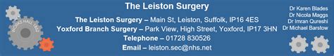 Contact Us - The Leiston Surgery