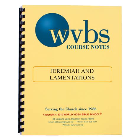 Jeremiah And Lamentations Electronic Version Of Notebook Material Wvbs