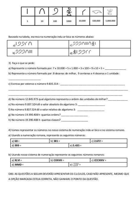 Atividades Sistema De Numeração Egípcio 6 Ano Com Gabarito - Atividades sobre o Sistema de Numeração Egípcio