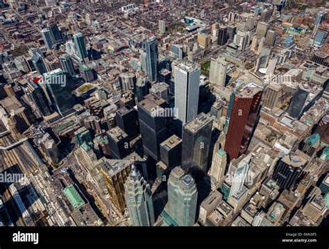 Birds Eye Aerial View Of Downtown Toronto Business Financial District