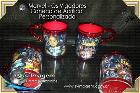 Caneca De Acr Lico Personalizada No Tema Marvel Os Vingadores