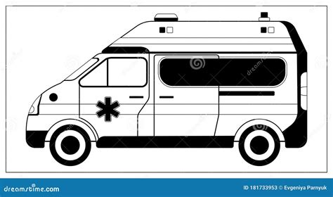 Ilustraci N Vectorial Con Contornos De Veh Culo Ambulante Emergencia