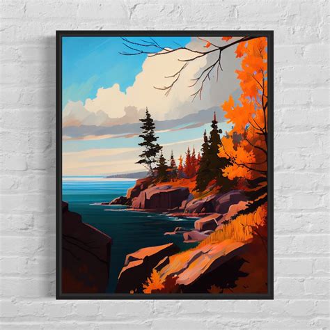 Lake Superior Retro Art Print Lake Superior Wall Art Etsy