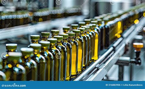 Olive Oil Production In A Factory Showcasing The Production Line Where