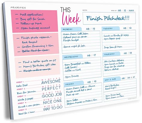 Amazon Weekly Planner Notepad Tear Off Sheets X